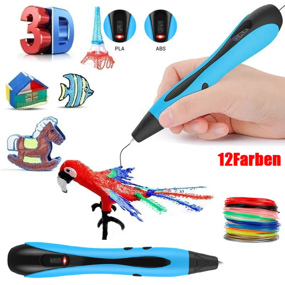 Kinder 3D Stifte Set 3D Druckstift Printing mit 12Farben 120ft PLA Filament DIY - Bild 3 von 4