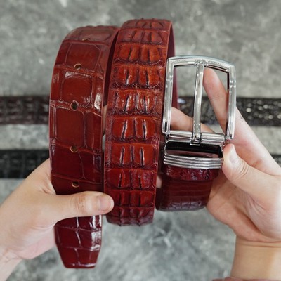 1.5''W Real Brown Crocodile Leather Men Skin Belt Handmade Father's Day Gift