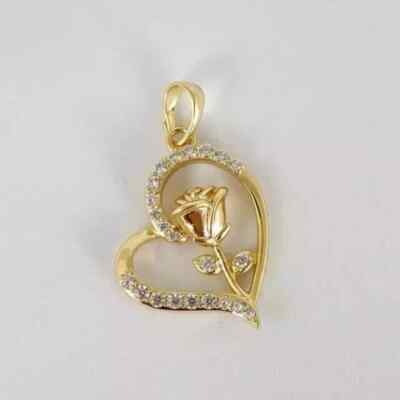 1.10Ct Round Cut Lab Created Diamond Flower Heart Pendant 14K Yellow Gold Plated