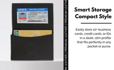 Leatherboss Slim RFID Card Case Wallet – Black Leather with Expandable Pocket