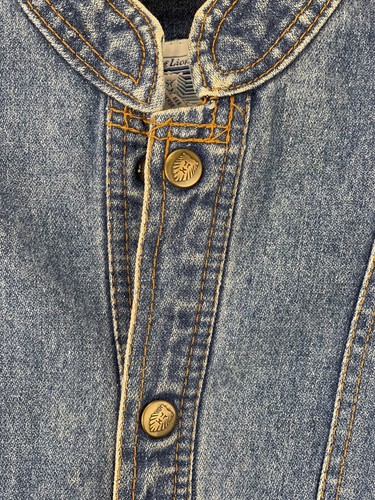 RARE Vintage 80s Young Lion Youth Denim Jean Jacket Vest Removable Arms Sz 12 - Picture 11 of 13