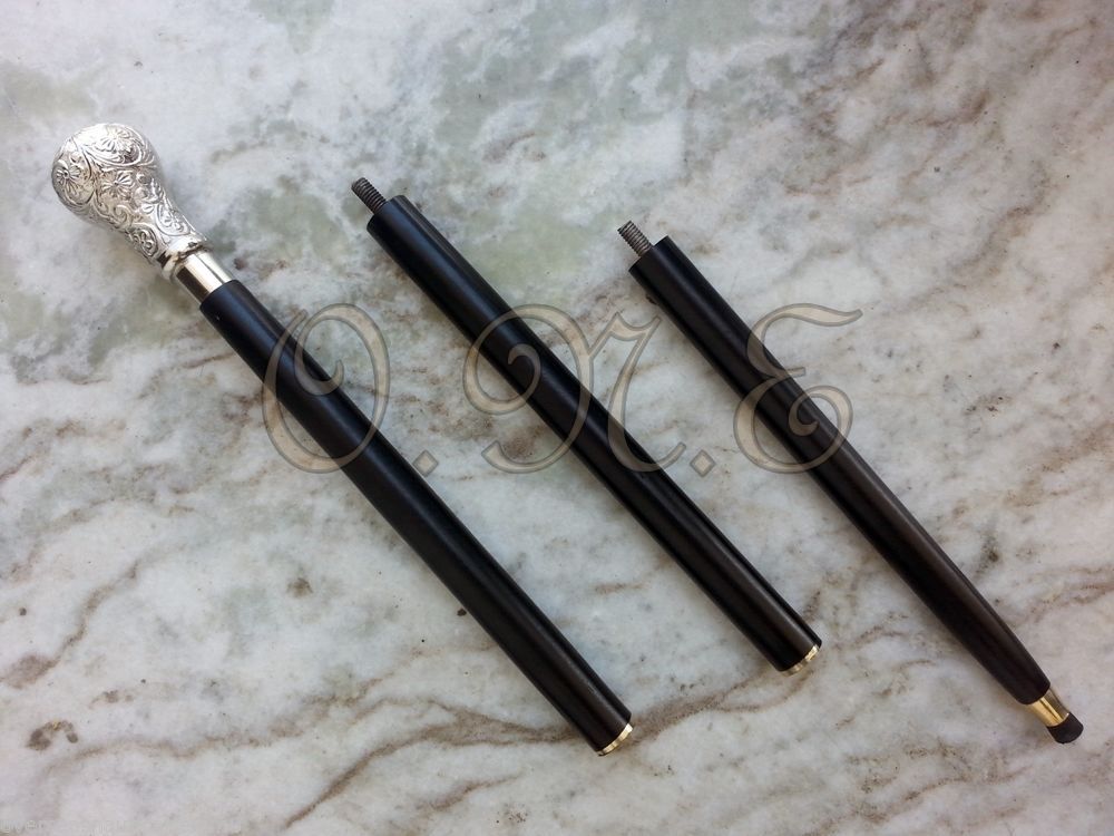 Vintage Solid Brass Silver Head Walking Cane Wood… - image 1