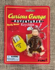 VINTAGE 1998 Curious George ADVENTURES Keychain Basic Fun  NEWSPAPER BAG