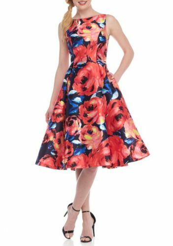 adrianna papell floral mikado midi dress Adrianna Papell Women's Floral-Print Mikado Midi Dress