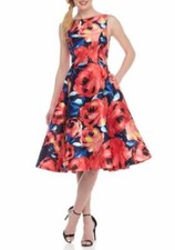 Adrianna Papell Floral Print Mikado Dress  Size 2 