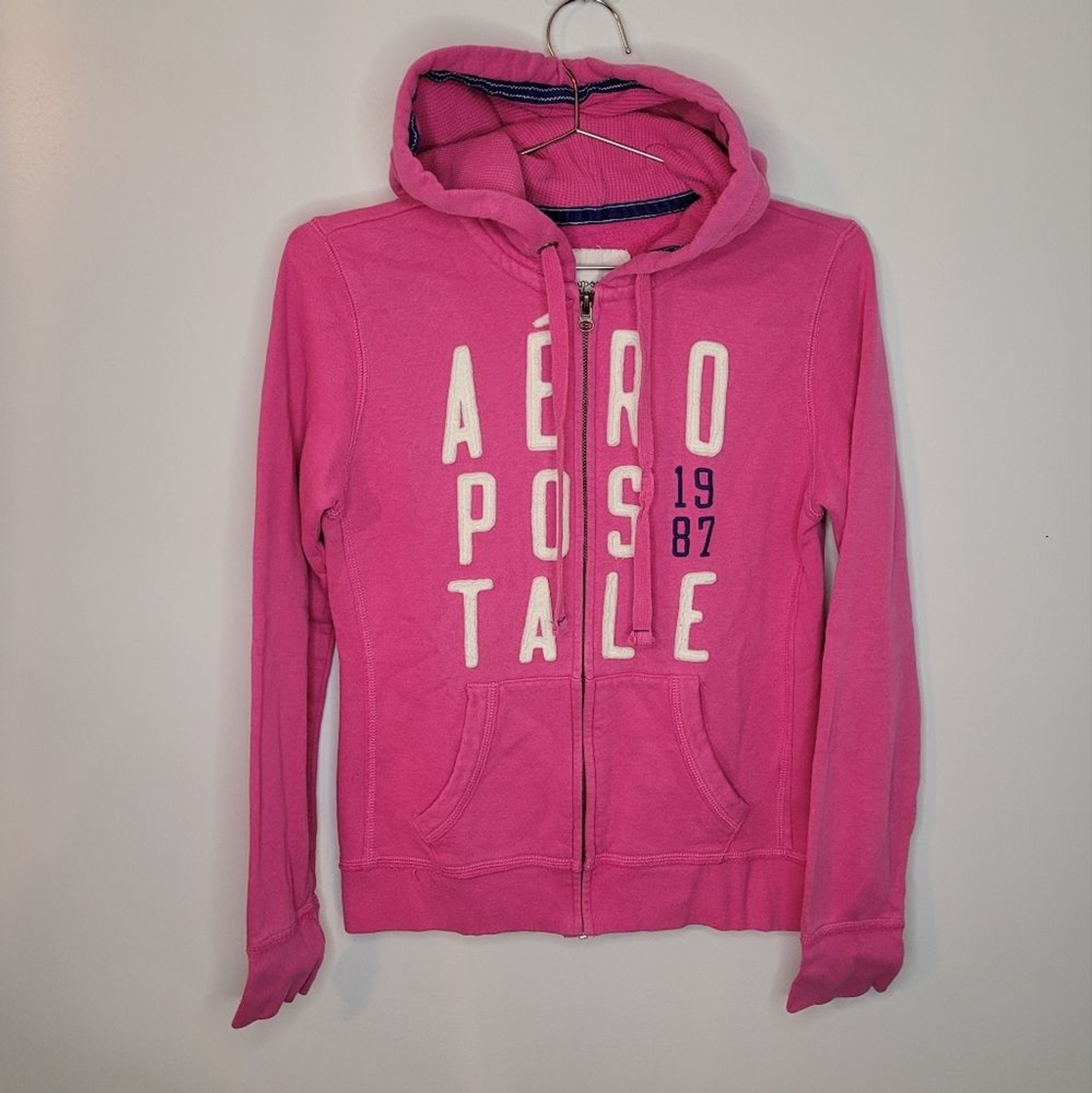 Aeropostale | Pink Zip-Up Hoodie 1987 Logo – Vintage Y2K Style