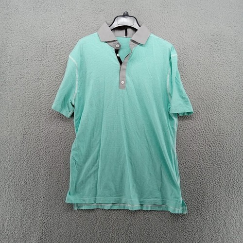Lululemon Shirt Mens Fitted Large Green Seaside Wash Striped Contrast Collar