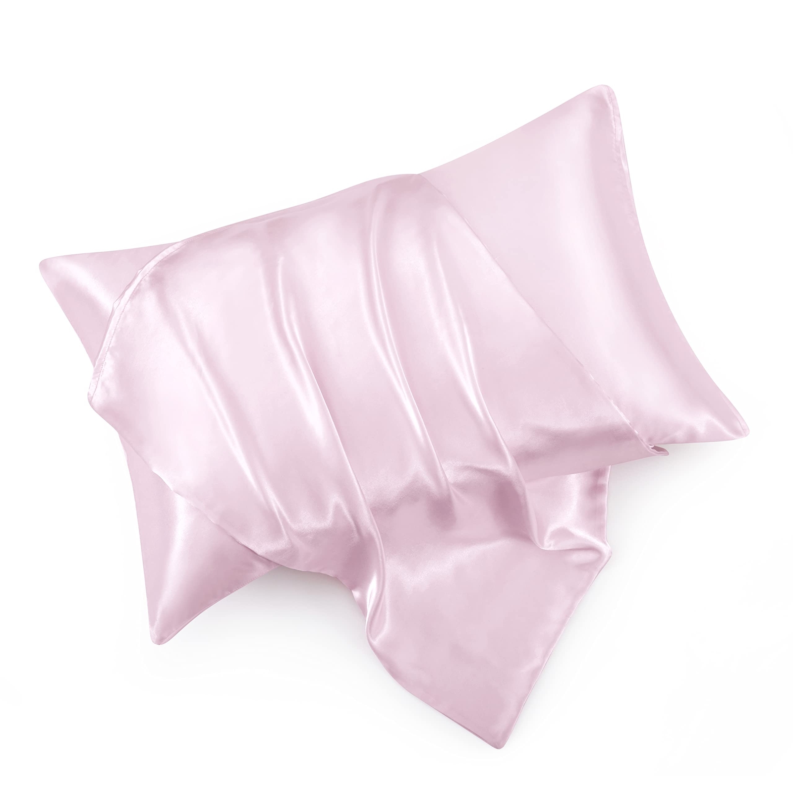 Pink King Size Satin Pillowcase Set of 2 for Hair and SkinPink Silk Pillowcas...