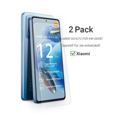 2x Xiaomi Redmi Note 12 Pro 5G Panzer Folie Echt Glas Display Schutz Folie 9H