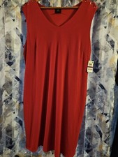 NWT NEW JM COLLECTION Red Dress Shoe Lace Shoulder Sleeveless 2XL XXL 2X