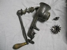 L F and C No. 2 Universal Hand Crank Food Chopper Meat Grinder Table Top Clamp