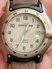Timex Expedition Indiglo Men’s Watch WR 50M Military /Leather Band New Battery