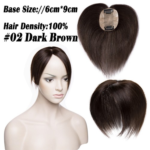 Natural Hairline Short Topper Hairpiece Clip In Remy Human Hair Extensions Q796 - Picture 14 of 41