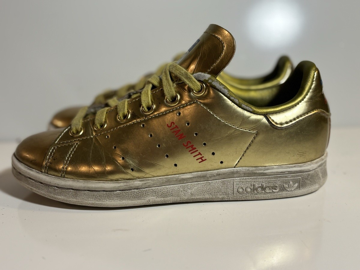 Adidas Gold Metallic/Crystal White - Stan Smith Sneakers
