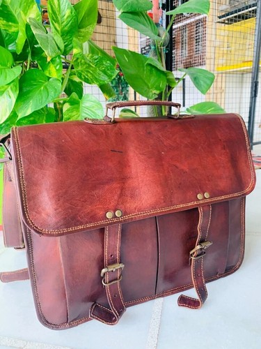 Leather Briefcase Laptop Messenger bag best computer satchel Handmade Bags - Picture 3 of 6