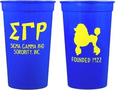 Sigma Gamma/&Gamma; Rho Plastic Stadium Cups [10 Per Pack - Blue - 22 oz.]