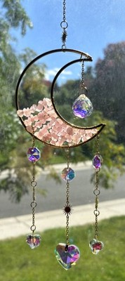 Crescent Moon Celestial Gemstone Hanging Prisms Charms Sun Catcher (4 Styles)