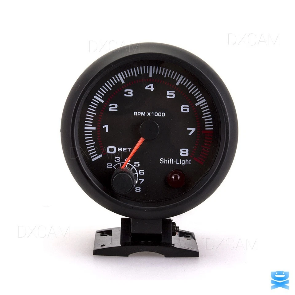 3.75" 12V Car Tachometer Gauge Meter 0-8000 RPM With LED Shift Light Universal - Image 2 of 4