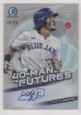 2021 Bowman Chrome 40-Man Futures Auto 20/99 Austin Martin #FMFA-AM Auto 9v7