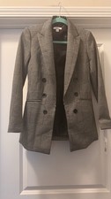 Bar III Women's Plaid-Print Open Front NWT Blazer Black and White XXS