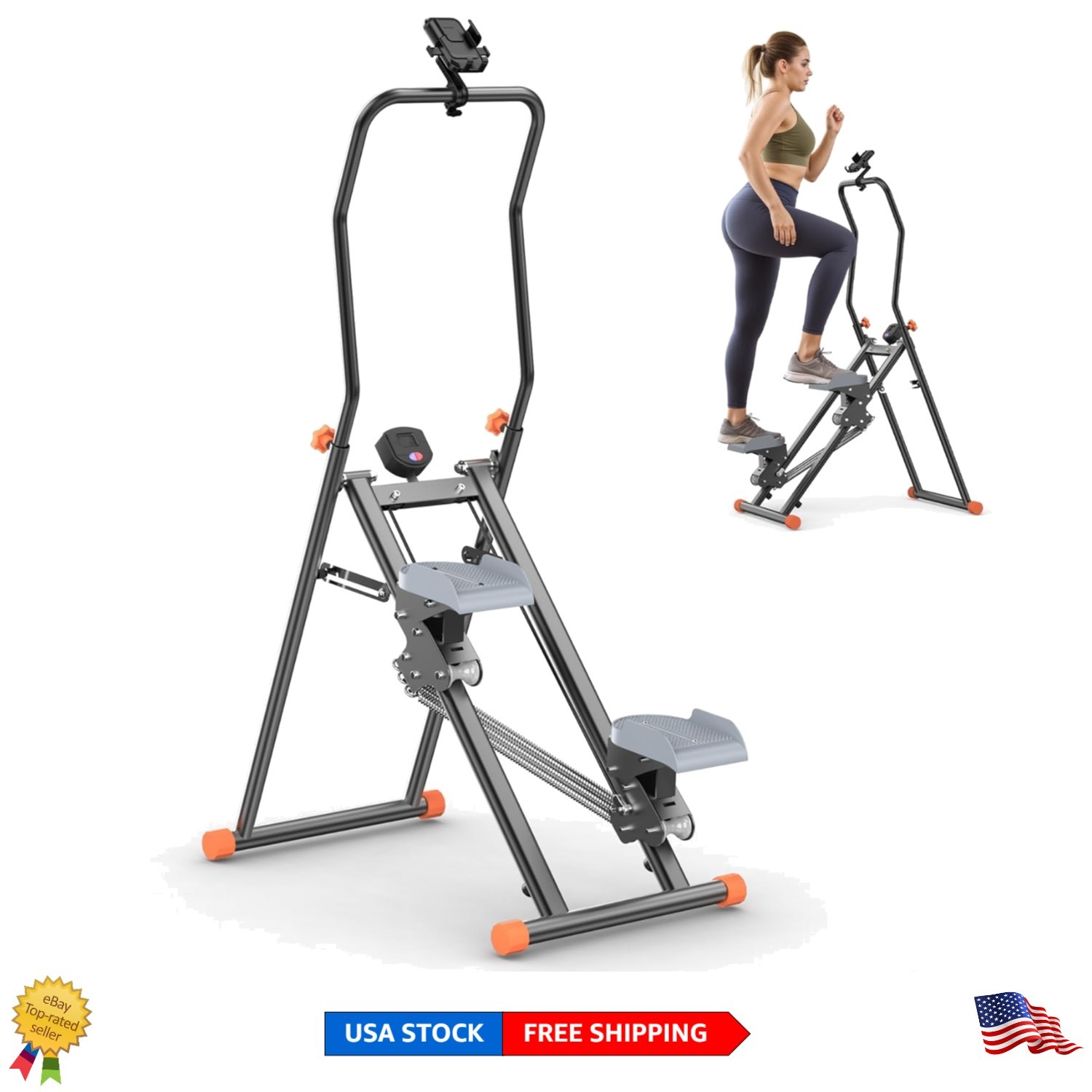 Compact Folding Stair Stepper | Upgraded Vertical Climber fo