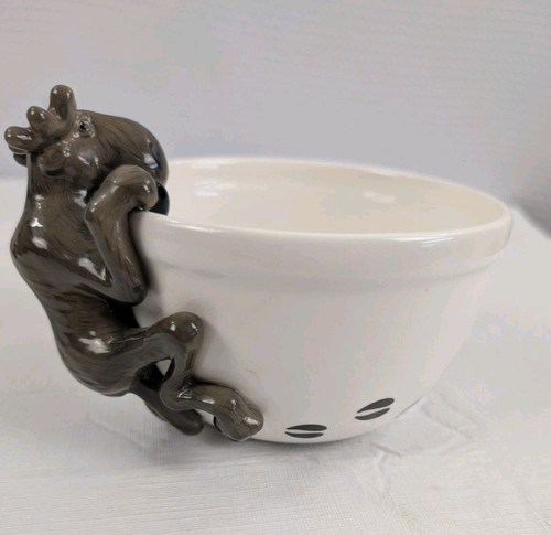 Vintage Big Sky Carvers Ceramic Cereal Bowl w/Moose Hanging on Side Moose Joose
