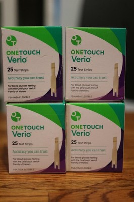 lot of 4 - 25 ct OneTouch Verio Blood Glucose Test Strips exp 10/31/26
