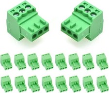 20 PCS 3 Pin 2.54mm Pitch Screw Terminal Block Connector 26 18AWG Pluggable