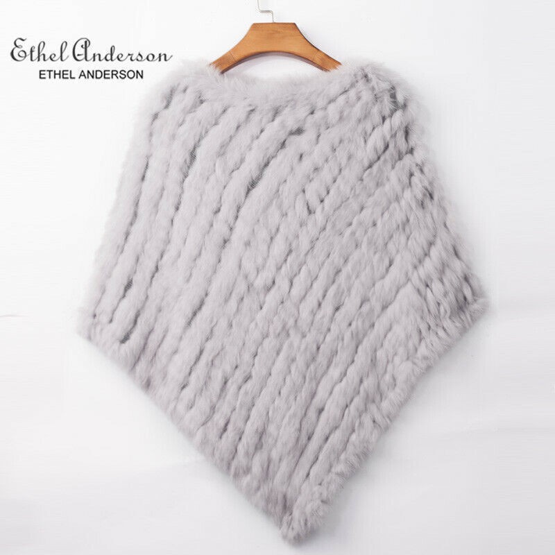 Poncho de piel de conejo genuino chaleco de moda abrigo abrigo chal top diseño A0 tejido