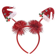 Red Christmas Hat Headband Christmas Hairband Red Green Crystal Large Style a