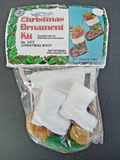 Vtg Holiday Christmas Beaded Sequin Ornament Craft Kit Christmas Boot 3472