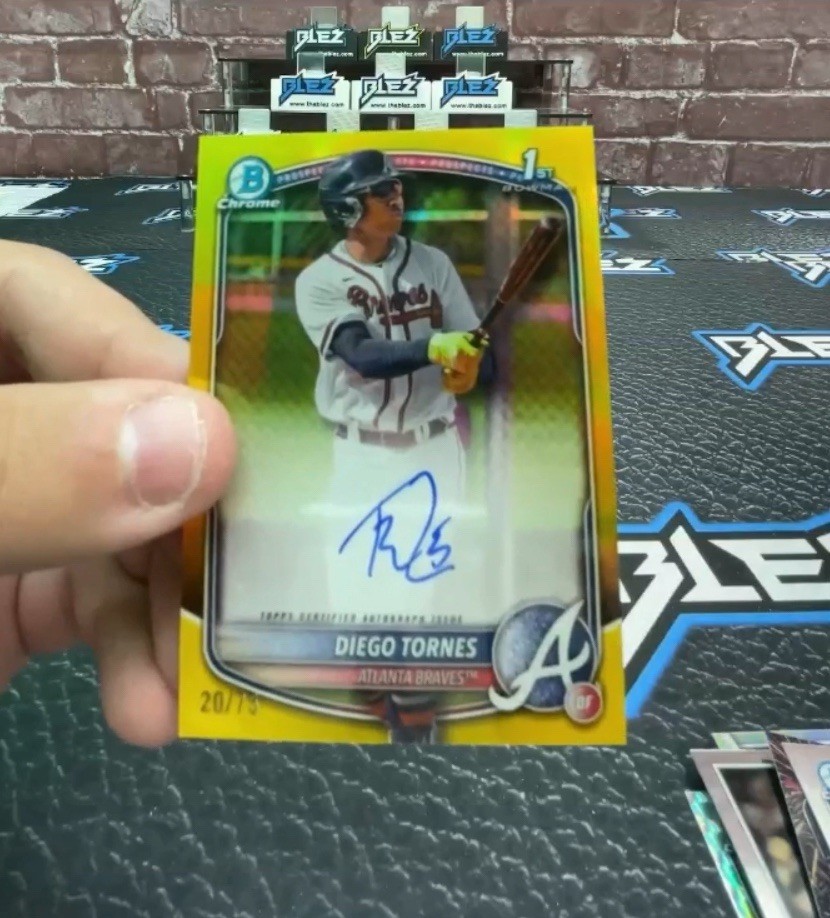 2025 Bowman Chrome Diego Tornes 1st Yellow Auto /75  Atlanta Braves