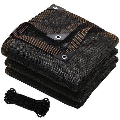 Black 80% HDPE Shade Cloth with Grommets - UV Block Reinforced Edge for Patio