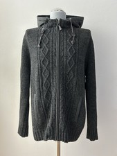 Spieth & Wensky Trachtenjanker Strickjacke Gr. XL Grau Kapuze Wolle Zopfmuster
