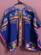 Guatemalan Huipil Top Poncho Vintage Hand Woven Embroidered Textile