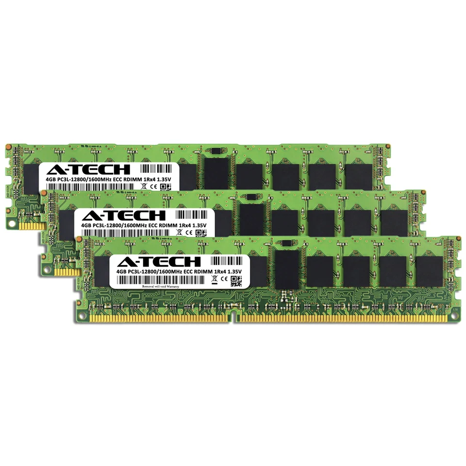 12GB 3x 4GB PC3L-12800R RDIMM Dell PowerEdge M520 M620 R520 R620 R820 Memory RAM - Image 2 of 4