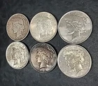 Lot Of 6 US Peace Silver Dollars 1922 & 1923 Circulated (90% SILVER)