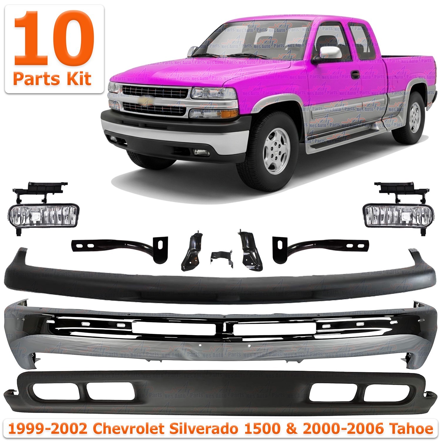 2000 Chevrolet Silverado Front Bumper Front Bumper Chrome Kit For 1999-2002 Chevrolet Silverado 1500 & 2000