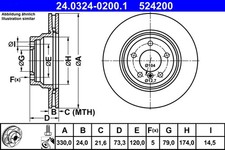 2er-Set 2er Set Bremsscheibe ATE 24.0324-0200.1 BMW 34 11 6 764 645 BMW 34 11 6