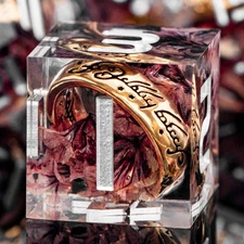 ORIFANTOU Magic Golden Ring DND Dice Set Sharp Edge Resin Dice with Case, Pin...