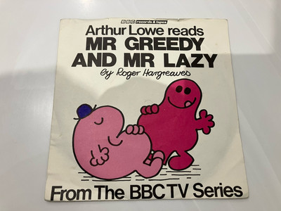ARTHUR LOWE READS MR GREEDY AND MR LAZY BY ROGER HARGREAVES BBC TV 7  45 RPM