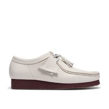 Clarks Wallabee 26185664 Mens White Leather Oxfords  Lace Ups Casual Shoes
