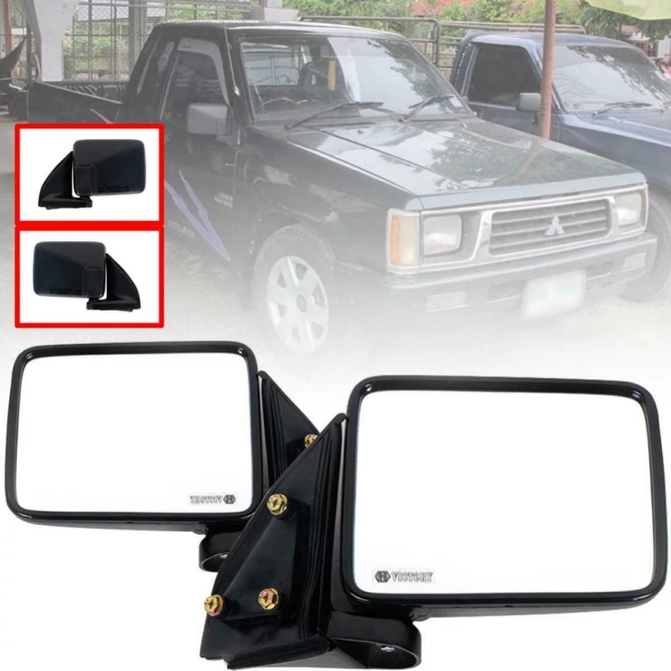 ESPEJO RETROVISOR LATERAL NEGRO PARA MITSUBISHI L200 MIGHTY MAX PICKUP DODGE RAM 50 1986-1997 Foto 4 de 4