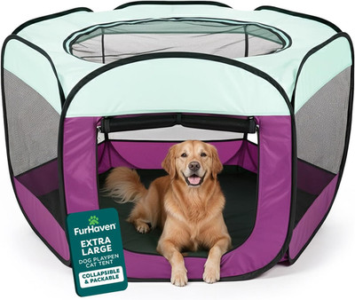 Soft-Sided Dog & Cat Playpen, Portable Foldable Indoor & Outdoor Pet Playpen wit