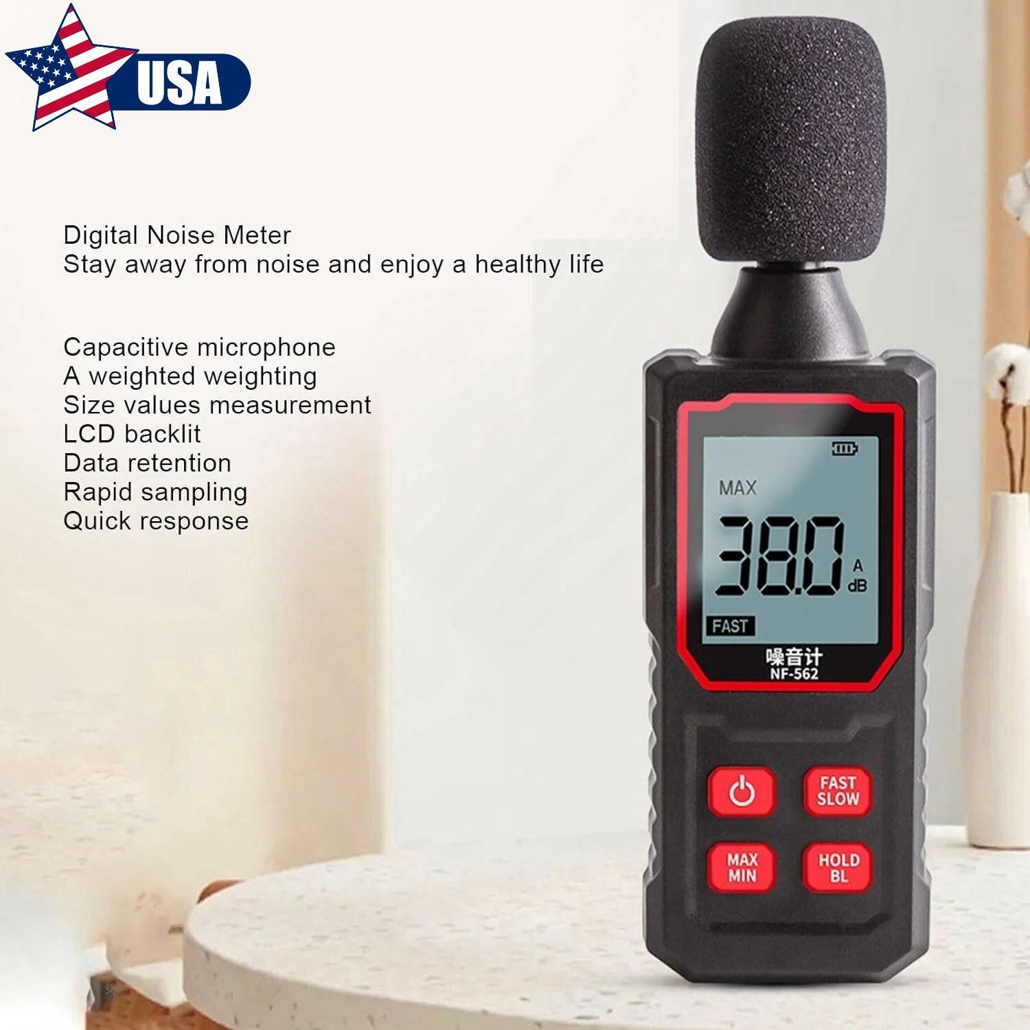 Digital Decibel Meter 30-130dBA Noise Meter Handheld Sound Level A Double Meter
