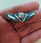 Ancient Vintage Victorian Sterling Silver Ring Butterfly Labradorite Ston Size 9
