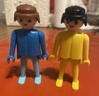 Vintage 1974 Playmobil People Action Figures Blue Yellow Lot of 2 Geobra