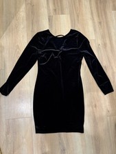 Cara Santana Nine West Black Velvet Dress V-Neck Bodycon Evening Sz L