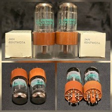 SYLVANIA 6SN7 GTA JAN CHS CHROME TOPPED HALOS BROWN BASE MATCHING SET NIB