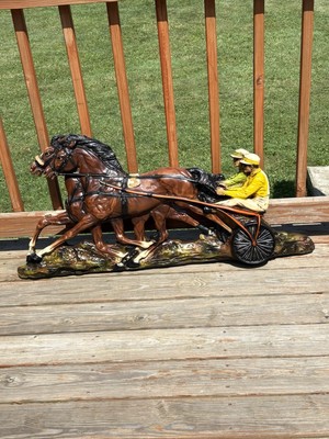 Vtg Universal Statuary Harness Horse Racing-Sulky-Equestrian By Marotta-42x21x4 